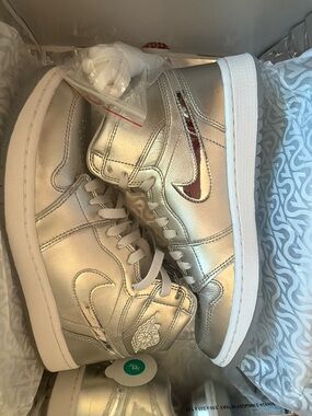 Nike Air Jordan 1 High G NRG Metallic Silver Sneakers golf shoes